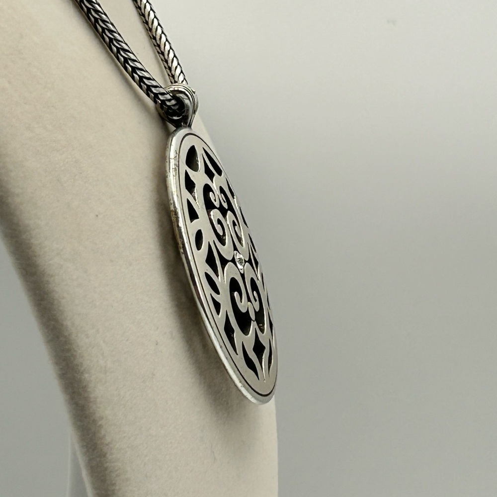 Brighton Destino Necklace 17" Silver Plated Crystal Adjustable Chunky Chain - Picture 8 of 15